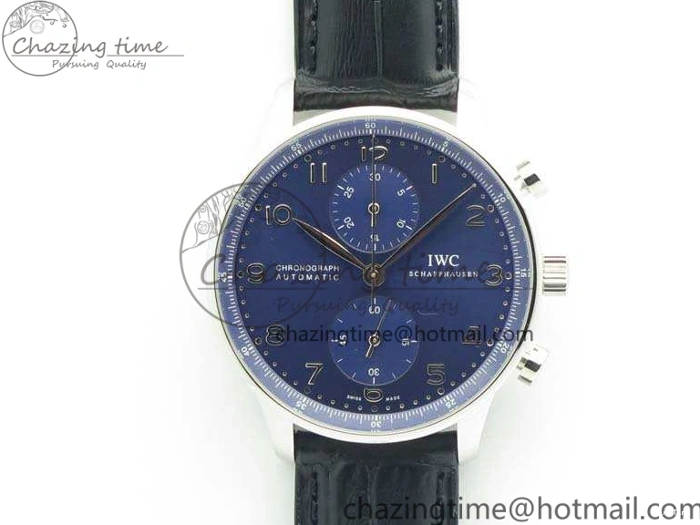 MIROTIME 0208 MoistureWicking Portuguese IW371491 ZF 1:1 Best Edition SS Blue Dial On Leather Strap A79350 (Slim Movement) V 7221